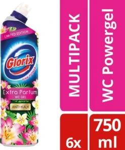 Glorix WC Powergel Toiletreiniger Pink Flower - 6 X 750 Ml - Voordeelverpakking -Reinigingsproducten 1003x1200