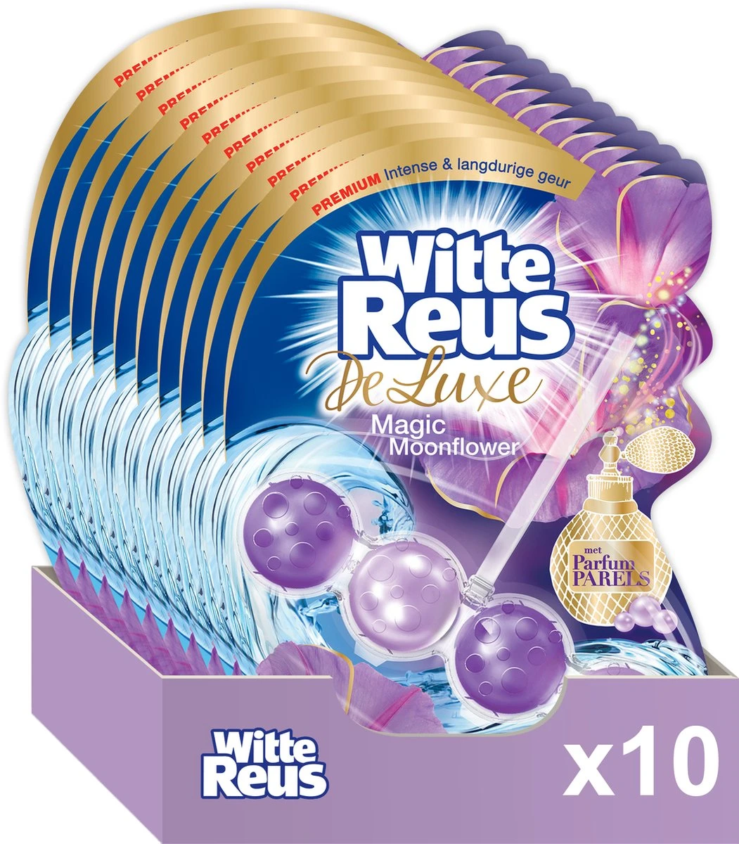 Witte Reus DeLuxe Toiletblok - Magic Moonflower - WC Blokjes Voordeelverpakking - 10 Stuks 3 Witte Reus DeLuxe Toiletblok - Magic Moonflower - WC Blokjes Voordeelverpakking - 10 Stuks