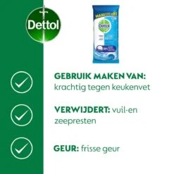 Dettol - Power & Fresh - Schoonmaakdoekjes - Oceaanfris - 4 X 80 Doekjes 11 Dettol - Power & Fresh - Schoonmaakdoekjes - Oceaanfris - 4 X 80 Doekjes -Reinigingsproducten 1199x1200 1