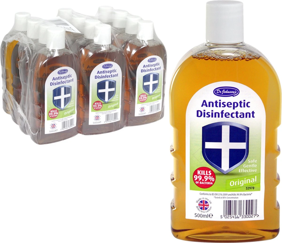 Dr Johnsons Ontsmettingsmiddel - 4x 500ml Voordeelverpakking - Dettol Antiseptic Alternatief 3 Dr Johnsons Ontsmettingsmiddel - 4x 500ml Voordeelverpakking - Dettol Antiseptic Alternatief