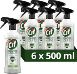 Nieuwe Producten 17 Cif Disinfect & Shine Original Desinfectie Spray - 6 X 500 Ml - Voordeelverpakking
