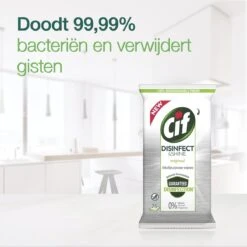 Cif Disinfect & Shine Wipes Doden 99,99% Van De Bacteriën Original Desinfecterende Schoonmaakdoekjes, Van 100% Biologisch Afbreekbaar Textiel 5 X 75 Doekjes -Reinigingsproducten 1200x1198 1