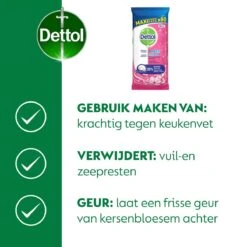 Dettol - Schoonmaakdoekjes - Power & Fresh - Kersenbloesem - 4 X 80 Stuks - Voordeelverpakking -Reinigingsproducten 1200x1200 13