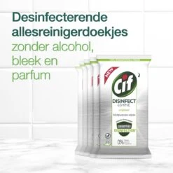Cif Disinfect & Shine Wipes Doden 99,99% Van De Bacteriën Original Desinfecterende Schoonmaakdoekjes, Van 100% Biologisch Afbreekbaar Textiel 5 X 75 Doekjes -Reinigingsproducten 1200x1200 155