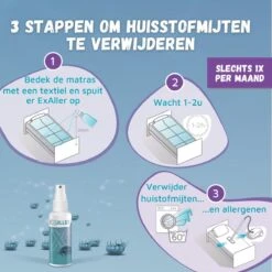Exaller Anti Huisstofmijt Spray 150ml - 100% Natuurlijk Huismijt Bestrijder - Klinisch Getest - Behandeling En Preventie Van Huisstofmijtallergie -Reinigingsproducten 1200x1200 506