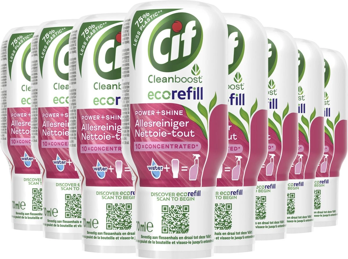 Cif CleanBoost Power & Shine Allesreiniger Ecorefill Capsules - 10 X 70 Ml - Voordeelverpakking 4 Cif CleanBoost Power & Shine Allesreiniger Ecorefill Capsules - 10 X 70 Ml - Voordeelverpakking - Afbeelding 2