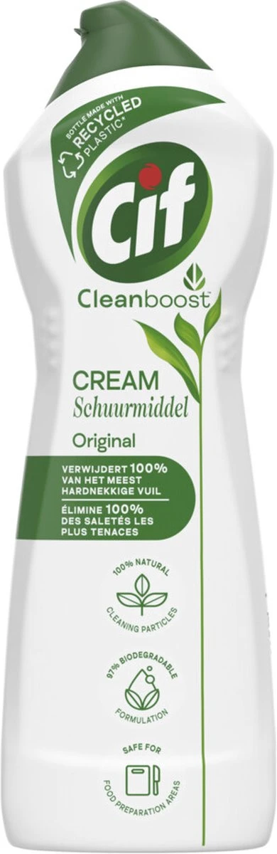 Cif CleanBoost Cream Original Schuurmiddel - 8 X 750 Ml - Voordeelverpakking 4 Cif CleanBoost Cream Original Schuurmiddel - 8 X 750 Ml - Voordeelverpakking - Afbeelding 2