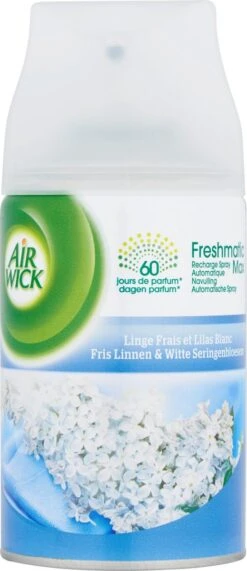 AIRWICK Freshmatic Automatische Spray Refill Frisse Linnen & Witte Bloemen Krimp - (3x250ml) 8 AIRWICK Freshmatic Automatische Spray Refill Frisse Linnen & Witte Bloemen Krimp - (3x250ml) -Reinigingsproducten 519x1200 4