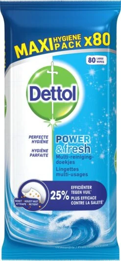 Dettol - Power & Fresh - Schoonmaakdoekjes - Oceaanfris - 4 X 80 Doekjes 13 Dettol - Power & Fresh - Schoonmaakdoekjes - Oceaanfris - 4 X 80 Doekjes -Reinigingsproducten 556x1200