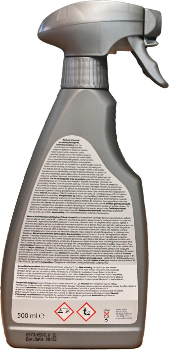 Schimmel En Aanslag Reiniger Washcat - 1x 500 ML 4 Schimmel En Aanslag Reiniger Washcat - 1x 500 ML - Afbeelding 2