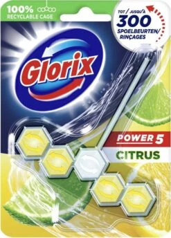 Glorix Power 5 Toiletblokken - Citroen - 9 Stuks - Voordeelverpakking -Reinigingsproducten 861x1200 1