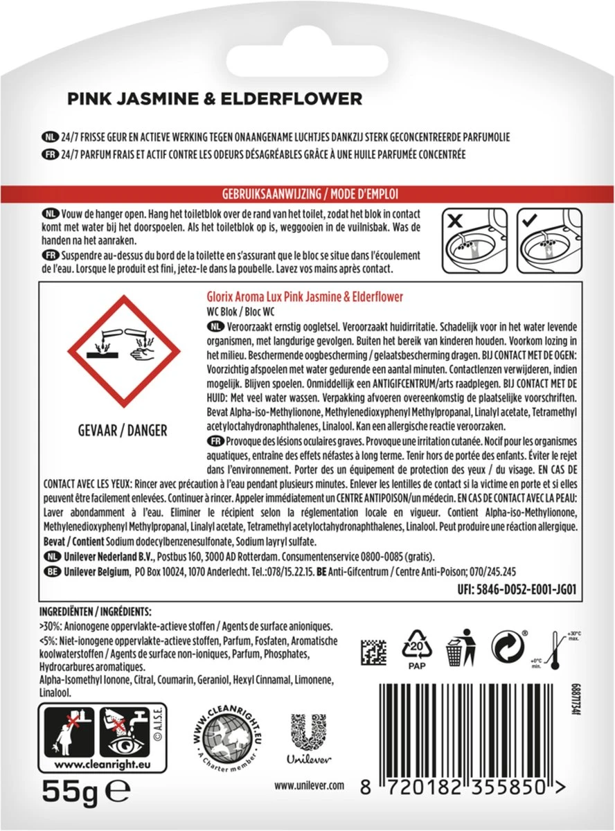 Glorix Aroma Lux Pink Jasmine & Elderflower Toiletblokken - 9 Stuks - Voordeelverpakking 6 Glorix Aroma Lux Pink Jasmine & Elderflower Toiletblokken - 9 Stuks - Voordeelverpakking - Afbeelding 5