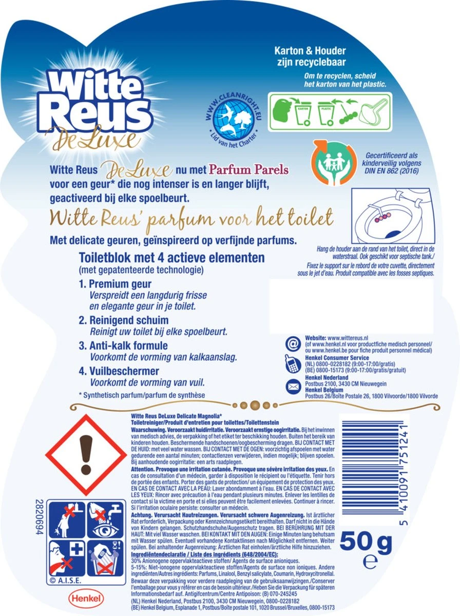 Witte Reus DeLuxe Toiletblok - Delicate Magnolia - WC Blokjes Voordeelverpakking - 10 Stuks 4 Witte Reus DeLuxe Toiletblok - Delicate Magnolia - WC Blokjes Voordeelverpakking - 10 Stuks - Afbeelding 2